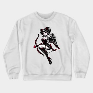 Gothic Cupid Pin-up Girl Crewneck Sweatshirt